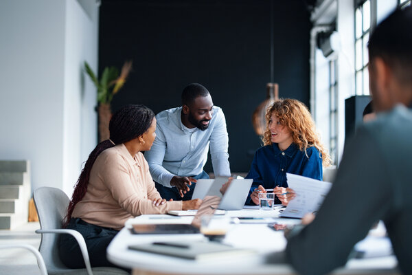 Colleagues in an office meeting